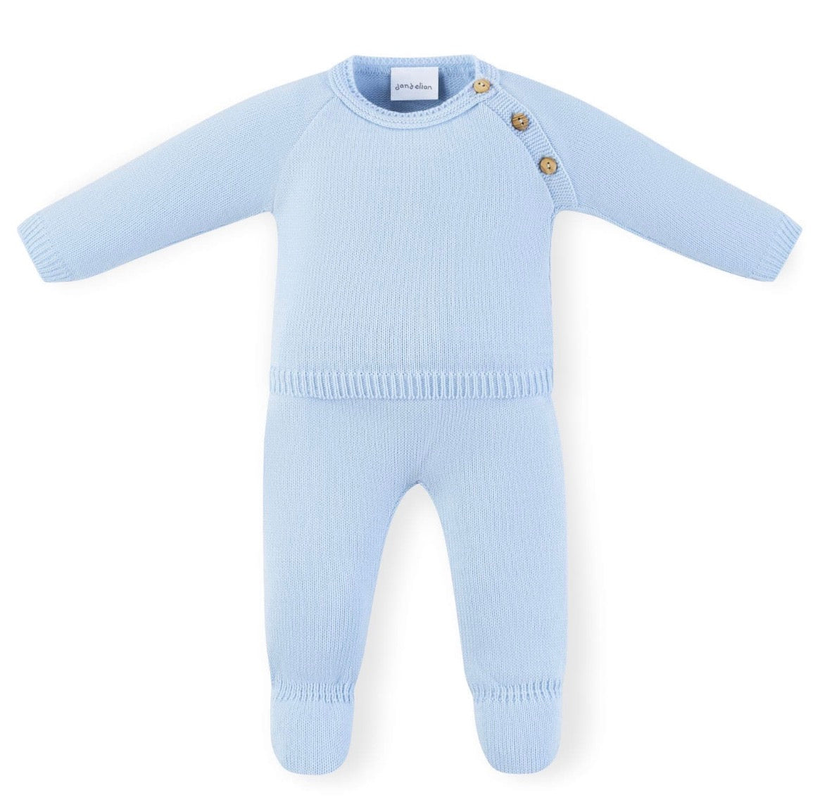Dandelion Personalised Knitted Baby Top & Leggings Set – Pink, Blue & White