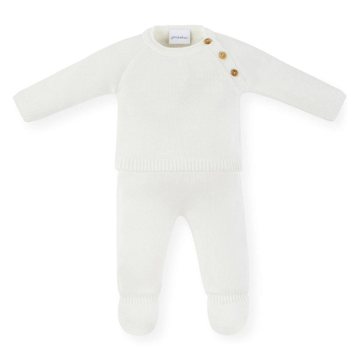 Dandelion Personalised Knitted Baby Top & Leggings Set – Pink, Blue & White