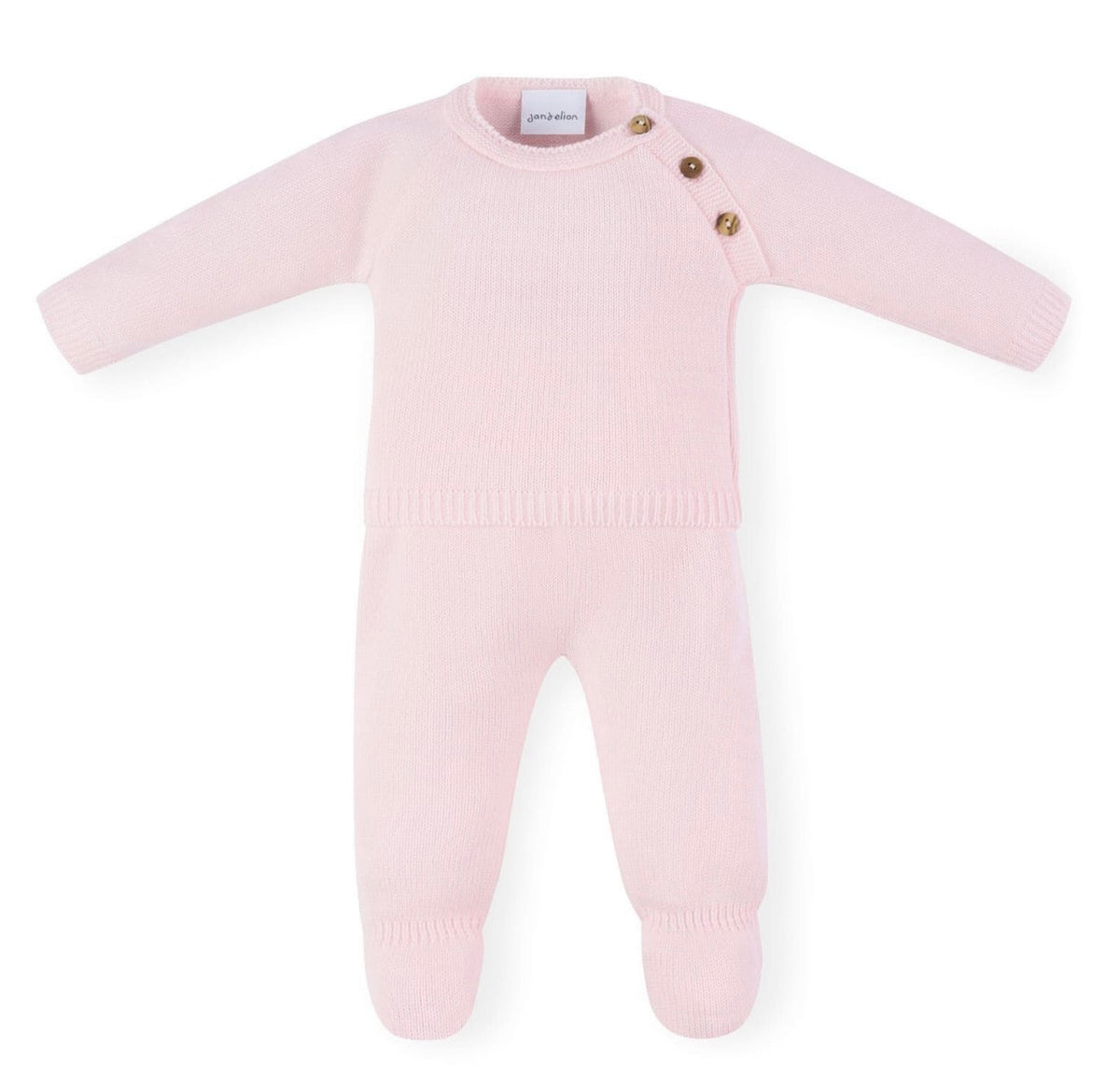 Dandelion Personalised Knitted Baby Top & Leggings Set – Pink, Blue & White