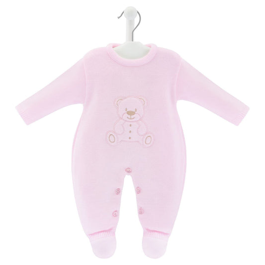 Dandelion Pink Teddy Bear Knitted Onesie – Personalised | Newborn – 6 Months