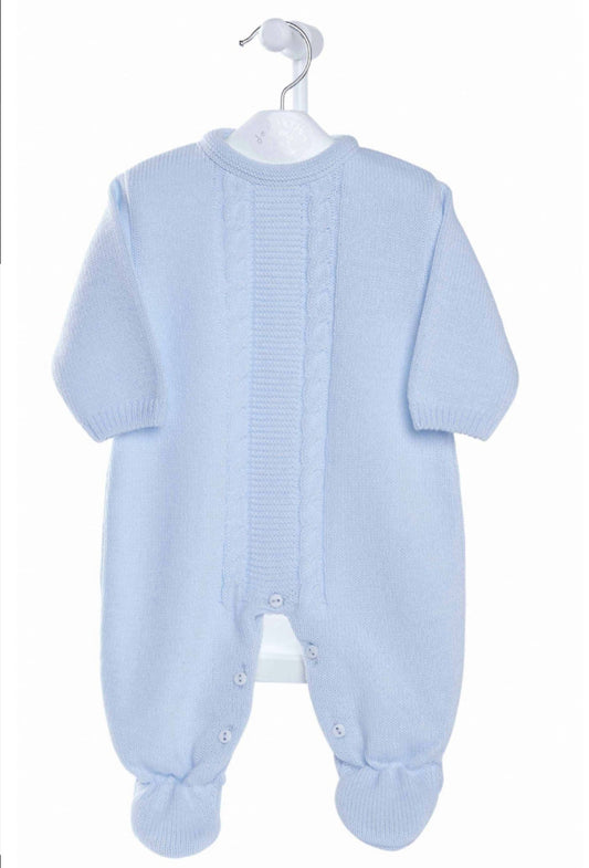 Dandelion blue cable knit baby onesie with back buttons – Newborn to 6 Months