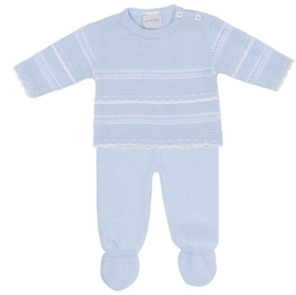 Dandelion boys’ knitted jumper and leggings set in sky blue – newborn to 6 months