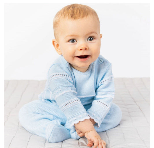 Dandelion boys’ knitted jumper and leggings set in sky blue – newborn to 6 months