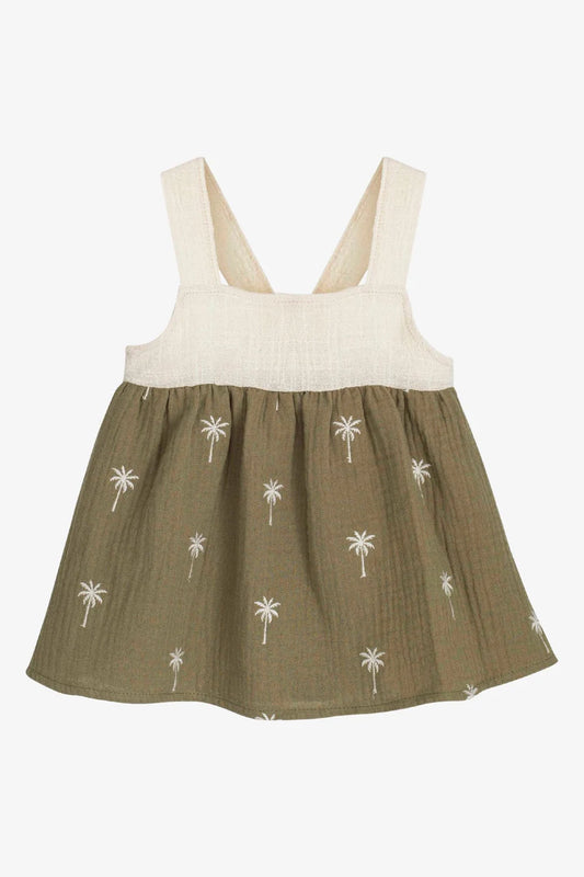 Calamaro Girls Palm Print Summer Dress | 6 Months to 6 Years