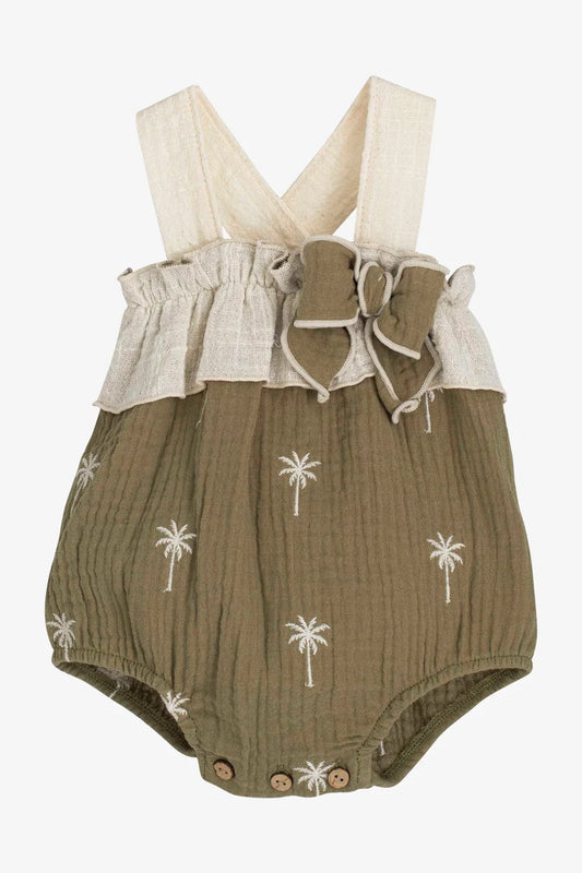 Calamaro Baby Palm Print Romper | 3 to 24 Months
