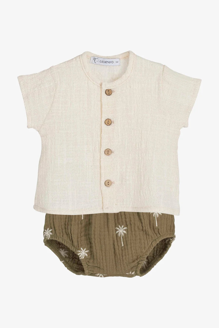 Calamaro Boys Palm Print Shirt & Bloomers Set | 3 to 24 Months