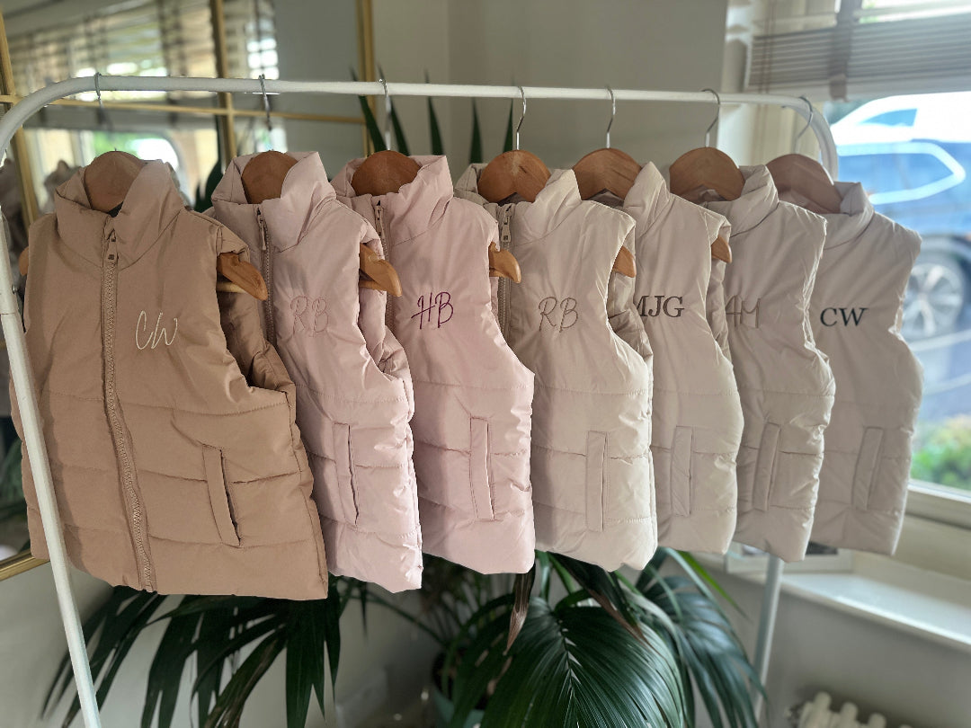 Personalised Kids Padded Gilet | Blush, Cream & Taupe | 1–10 Years