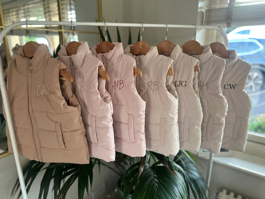 Personalised Kids Padded Gilet | Blush, Cream & Taupe | 1–10 Years