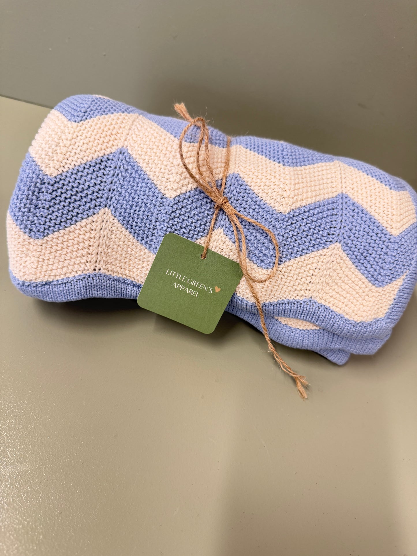 Personalised Zigzag Knit Baby Blanket – 100% Cotton | 95 x 70cm