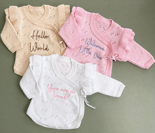 Personalised Knitted Baby Romper | Newborn Baby Gift