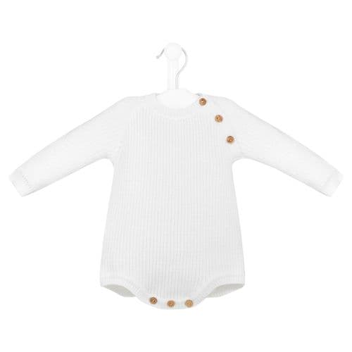 Dandelion Personalised Knitted Long Sleeve Baby Romper – White