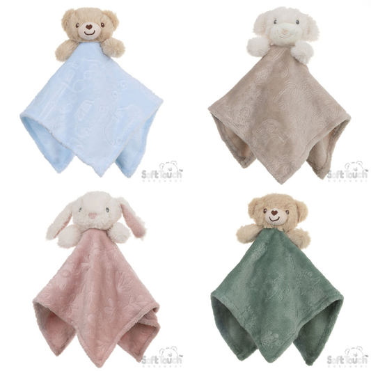 Embossed Baby Comforter with Animal Head – Multiple Colours
