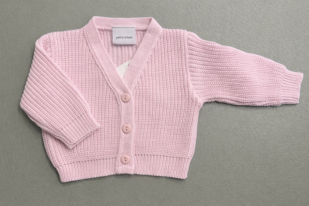 Dandelion Hello World Knitted Baby Cardigan (Newborn – 0–3 Months)