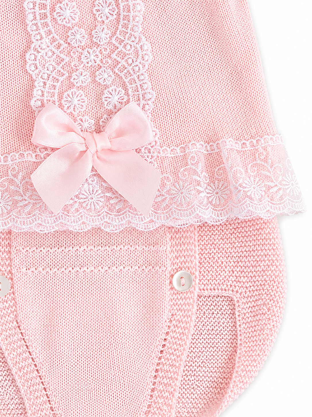Girls Knitted Lace Shorts Set | Pink or Beige | 3–24 Months