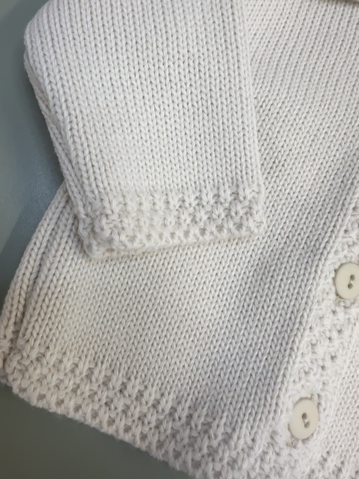 Taupe Dandelion baby cardigan with embroidered bear and button front – newborn to 12 months